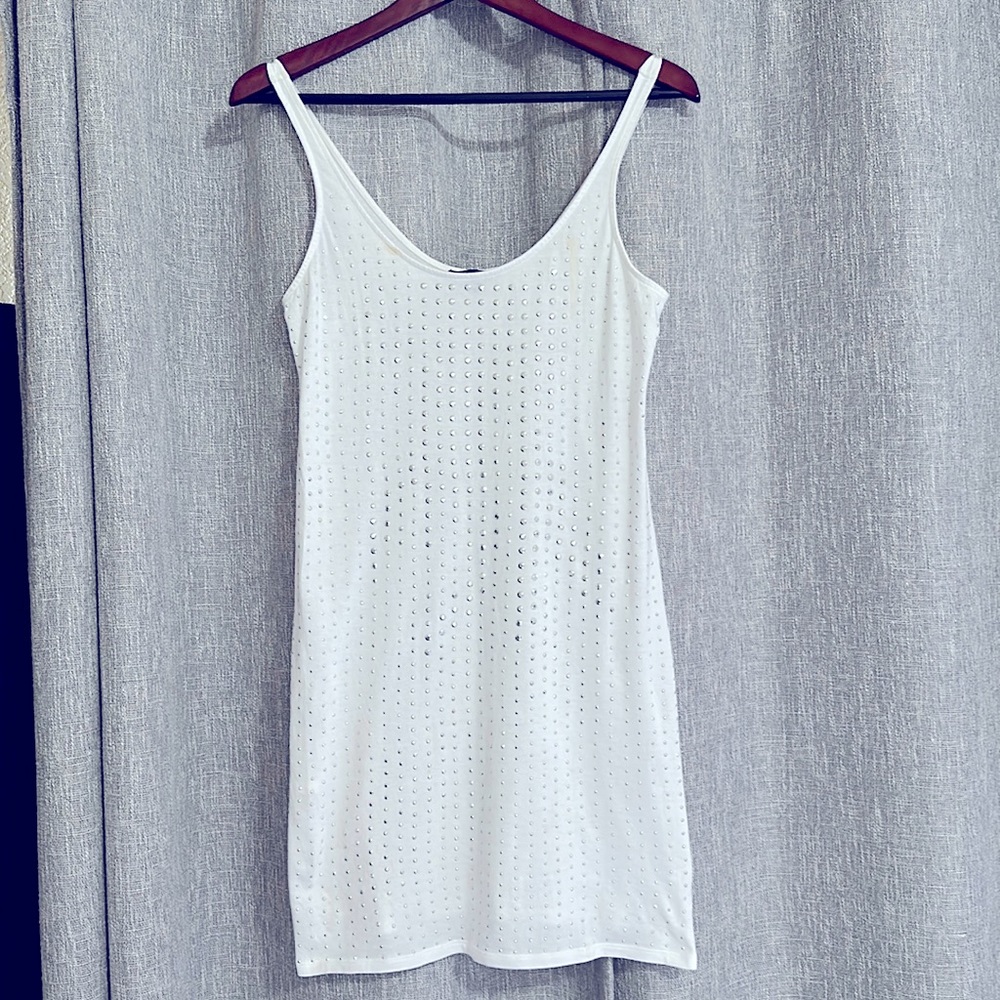 Express White with Metal Studs T-Shirt Dress